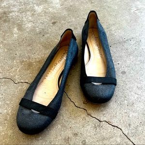 Pedro Garcia Black Sparkle Slip On Flat with Round Heel 38